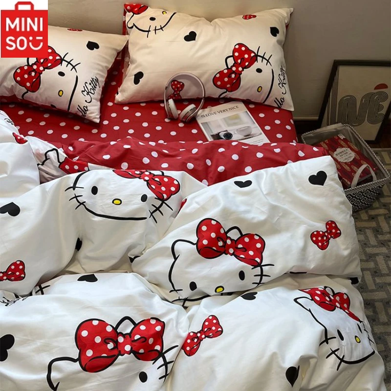 

Hello Kitty Series Cute Cotton Sheets 1.5 Meters Set Girls and Children Cartoon Style Printed Dormitory Bedding Quilt Cover