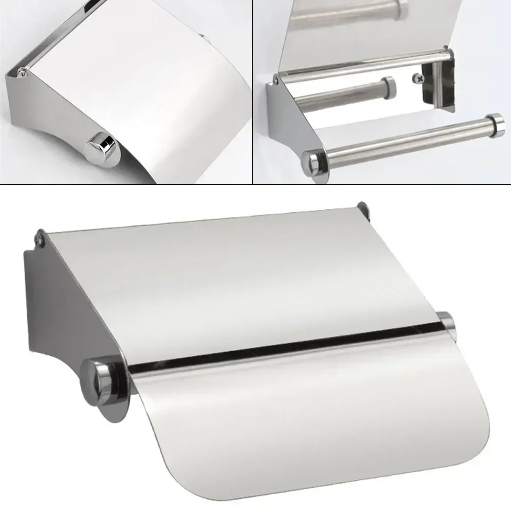 Stainless Steel Chrome Finish Toilet Tissue Roll Wall Mounted Holder Paper Stand Dispenser 13x14x4.5cm 1pc toilet paper holder,toilet paper rack,toilet roll holder,tissue holder