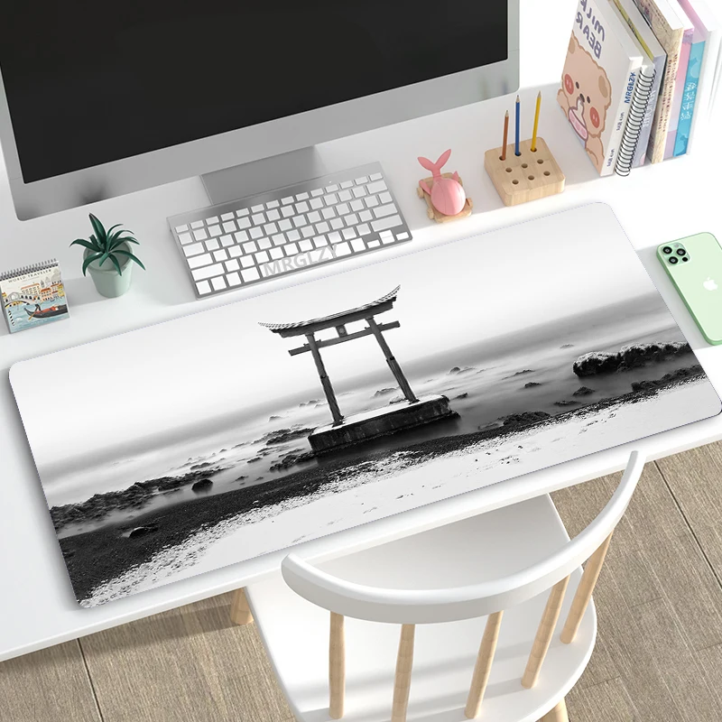 Japanese style Gaming Mouse Pad Pink Sakura Mousepads Black White XXL