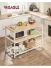 VASAGLE Kitchen Island with 3 Shelves, 47.2 Inches Width Kitchen Shelf with Large Worktop, Stable Steel Structure, Industrial 2