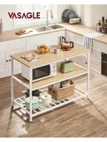 VASAGLE Kitchen Island with 3 Shelves, 47.2 Inches Width Kitchen Shelf with Large Worktop, Stable Steel Structure, Industrial 2
