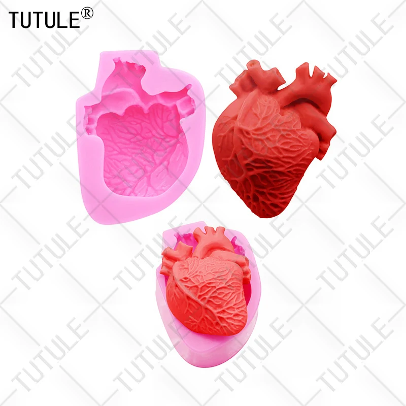 Description Picture 2 of item3D organ heart flip candy silicone mold Halloween brain cake clay mold DIY drip baking chocolate tools