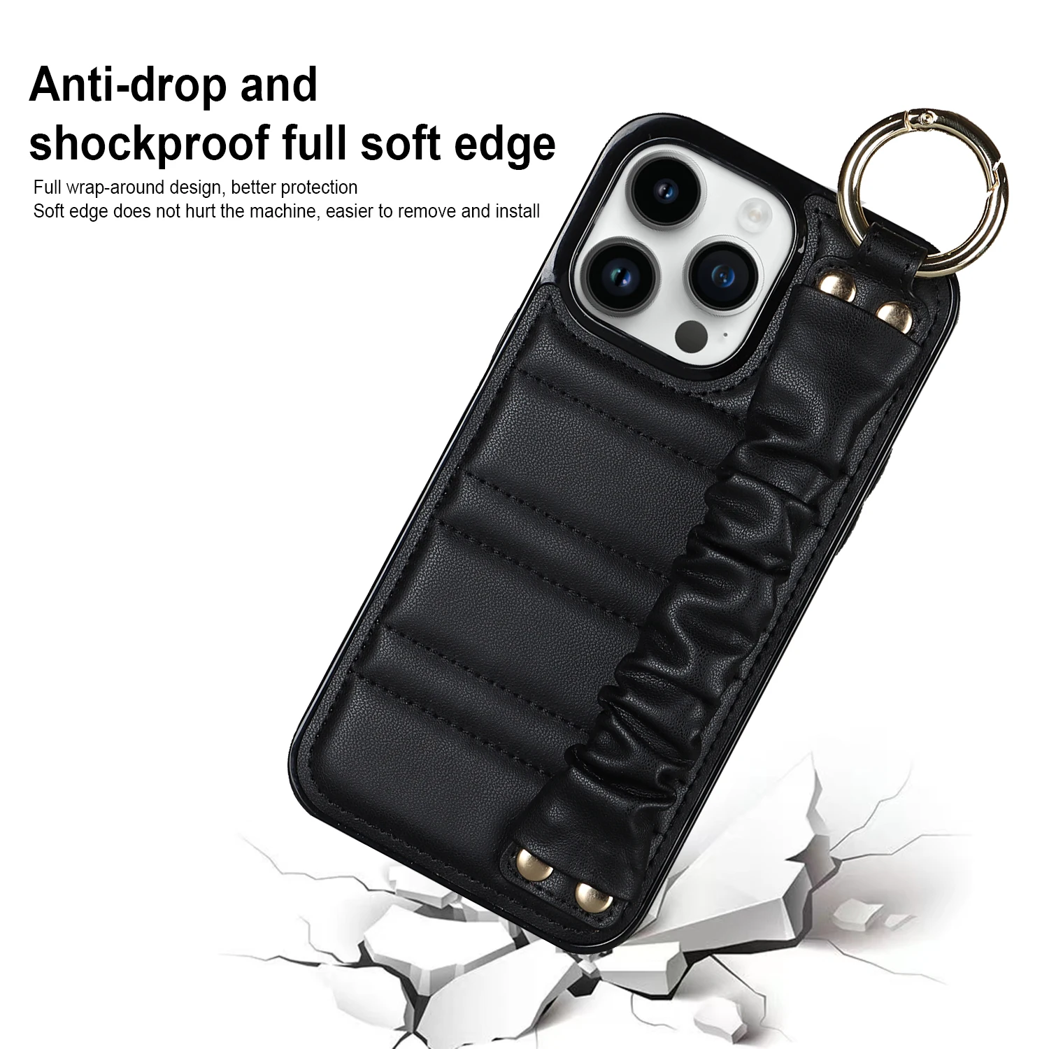 Luxury Leather Wrist Strap Phone Case For iPhone 11 12 13 14 15