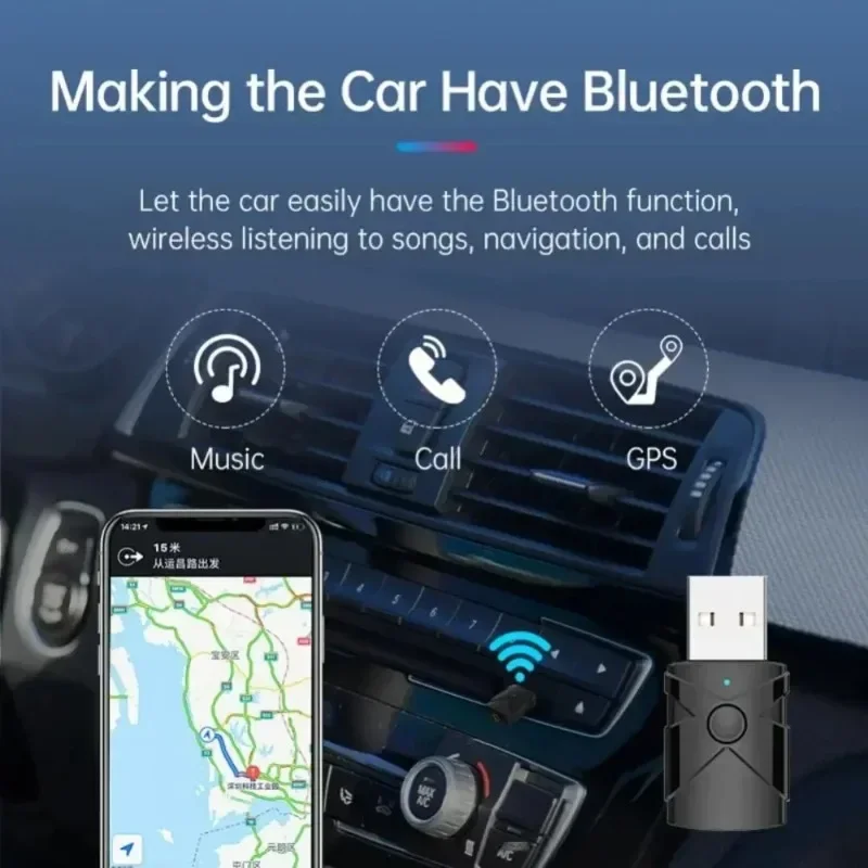 USB Bluetooth 5.2 Receiver Transmitter 5 in 1 Wireless Audio Adapter Sound Card 3.5mm Aux Music TV Computer Speaker