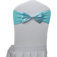 10pcs/50pcs Wedding Satin Chair Sash Elastic Stretch Spandex Chair Bow Band for Banquet Hotel Birthday Party Chairs Decoration 5