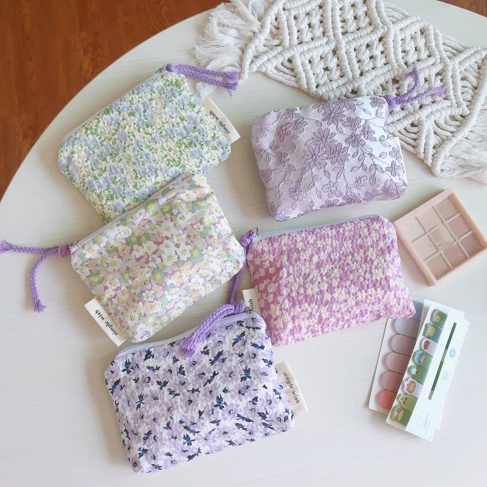 Makeup Organizer Cosmetic Bag Cosmetic Storage Bag Makeup Bag Cosmetic Case Small Cosmetic Make Up Bag Mini Cotton Floral Organizer Bags for Women Lipstick Makeup Case Children Purse Coin Pouch