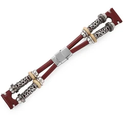 Vintage Leather Strap - Premium 20mm/22mm Link Bracelet for Gear S3 frontier (6 wine red)