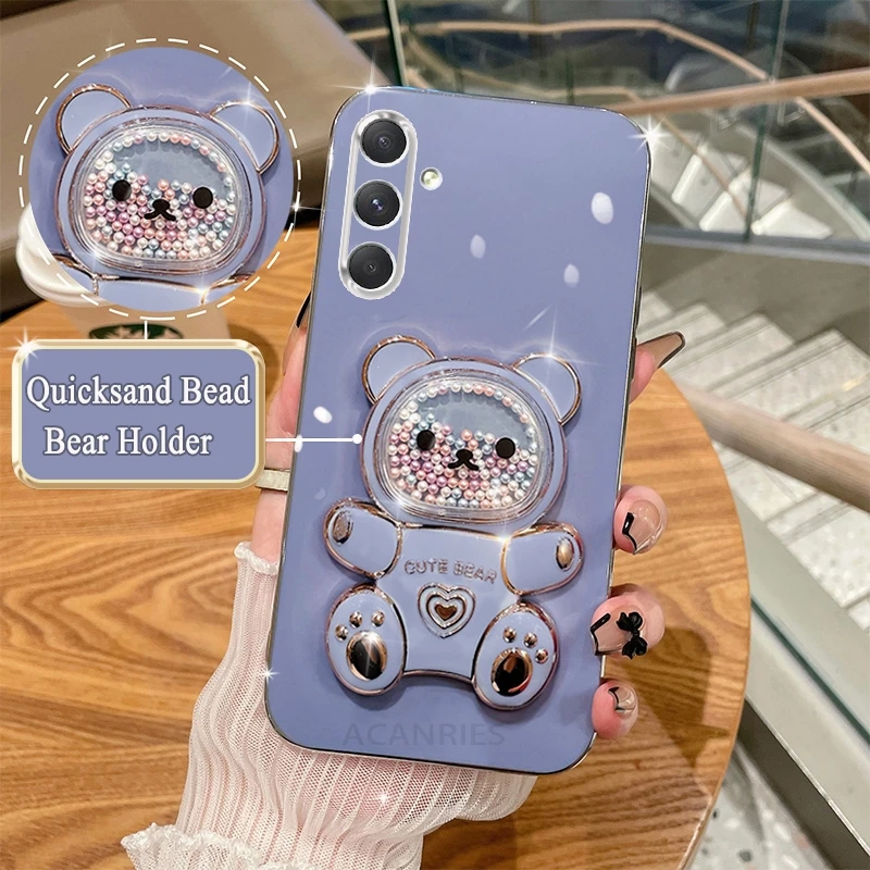 Luxury Plating Silicone Case with Bear Holder & Stand Feature
