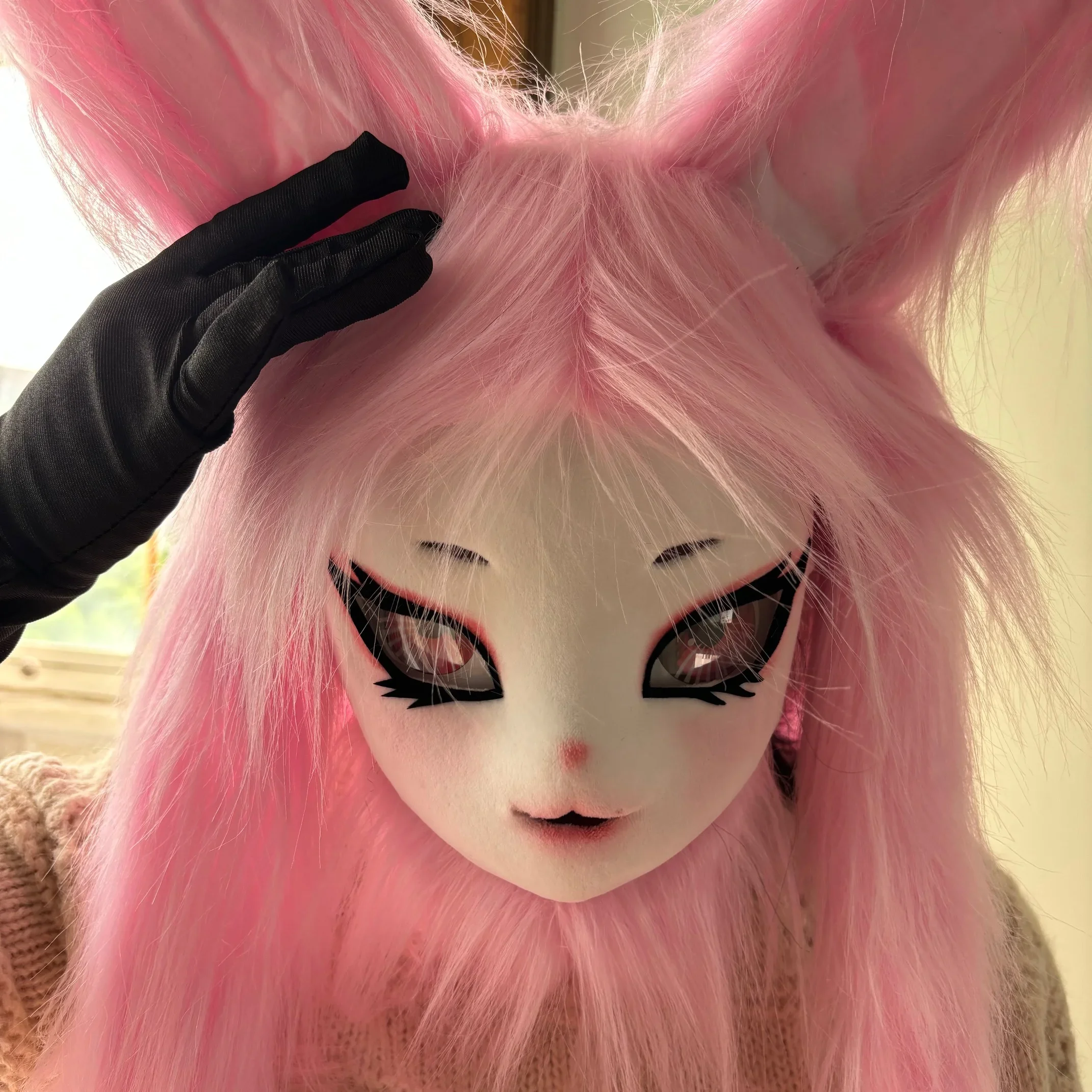 Fursuits Head Rubbit Bunny Kigurumi Headsets Furry Cosplay Costumes Comiket Furries Partial Fursuit Fluffy Lolita Party Costume