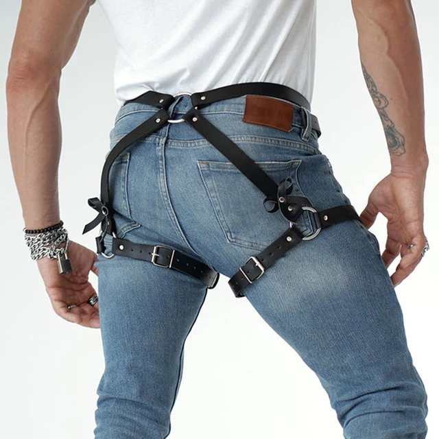 Harness for Men Pu Leather Leg Harness Suspenders Adjustable Studded Decor  Thigh Garter Belt BDSM Gay Sex Bondage Harness - AliExpress