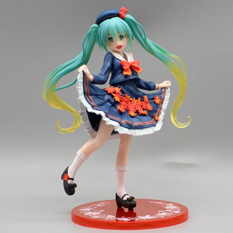 19cm Hatsune Miku Anime Figure foglie d'acero Seifuku Miku Beauty Girl Statue Pvc Action Figurine modello da collezione giocattolo regalo  26