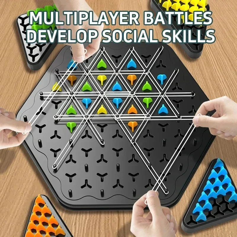 Chain Triangle Chess Game Triggle Rubber Band Game Educational Interactive Battle Set For Family Party Gift