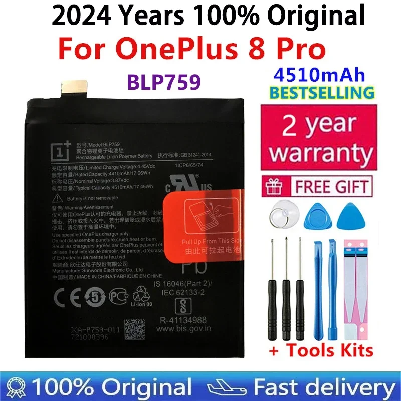 

2024 Years BLP759 4510mAh Original Battery For Oneplus 8 Pro 8Pro Phone Battery High Capacity Batteries Bateria Fast Shipping