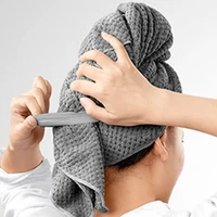 Women's Large Microfiber Hair Towel Dry Hair Towel with Elastic Band Quick Drying Towel Long Thick Curly Hair Super Soft Towel 2