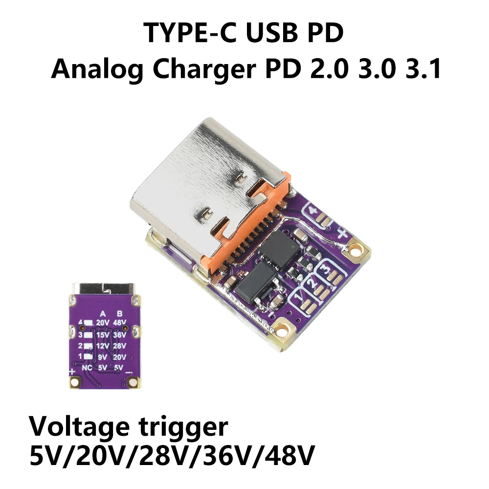Universal Fast Charging Module with Adjustable Voltage and PD to DC Type-C Interface