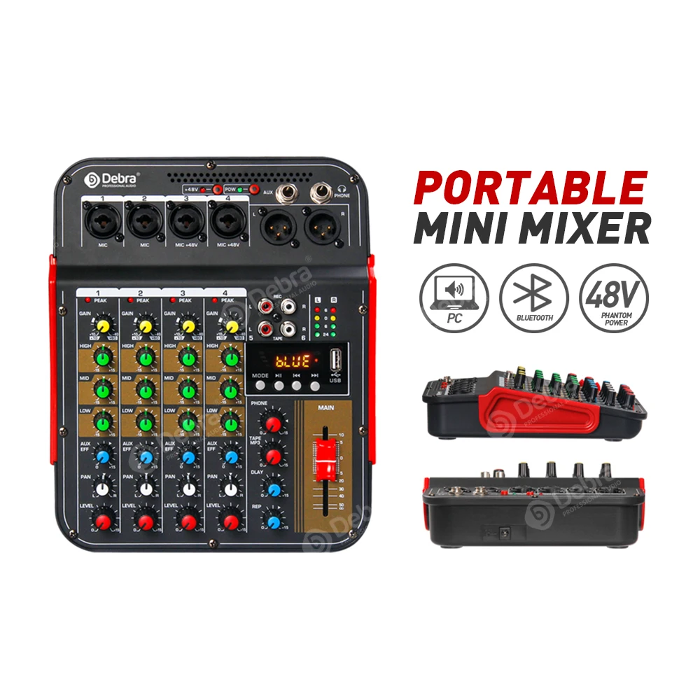 

DM4 Lightweight Multifunctional Professional Recording Mixer,48V Bluetooth Connection, USB, Suitable For Karaoke, Voice Chatting