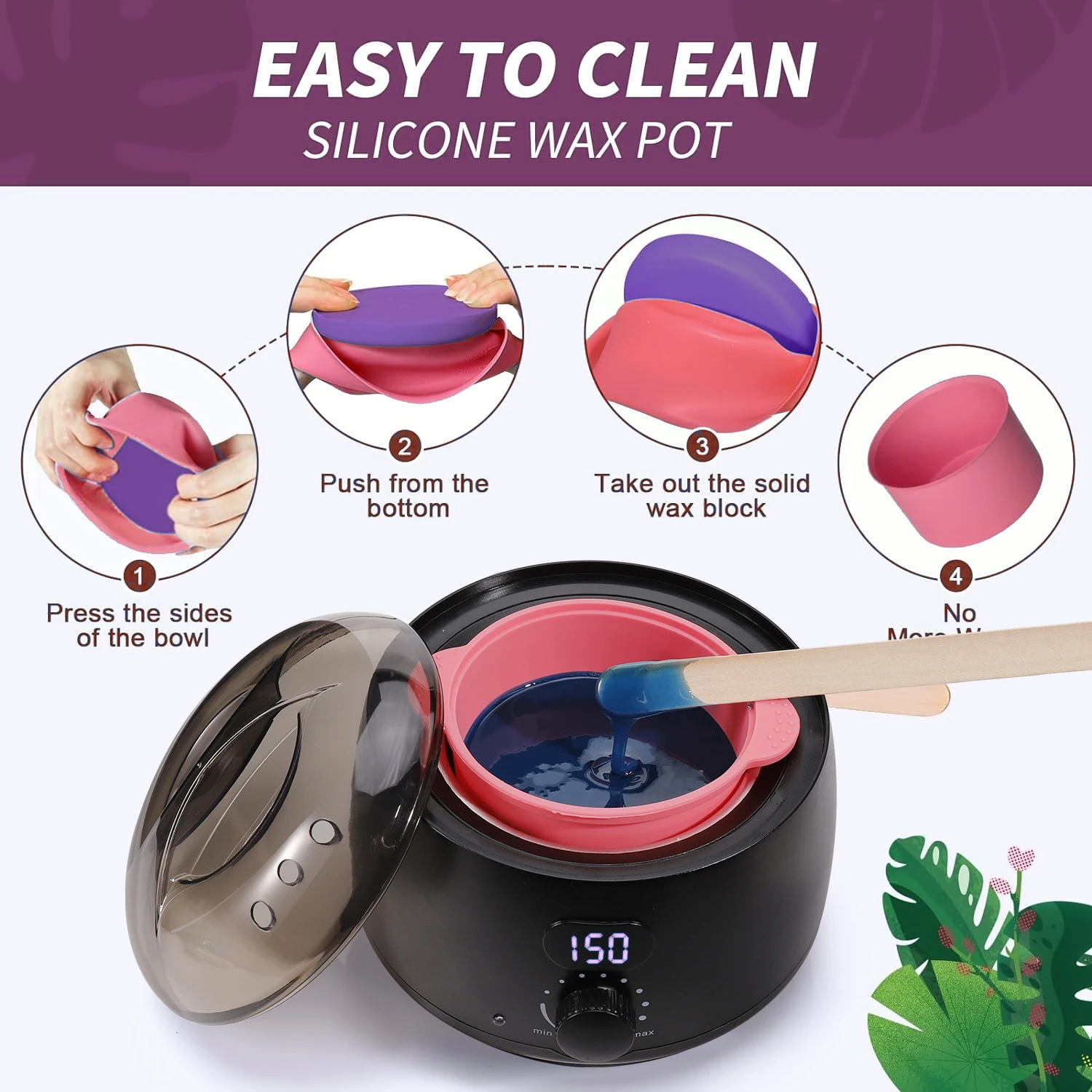American Standard Home Waxing Kit with 4 Packs of Hard Wax Beads and Silicone Wax Canister for Full Body Hair Removal