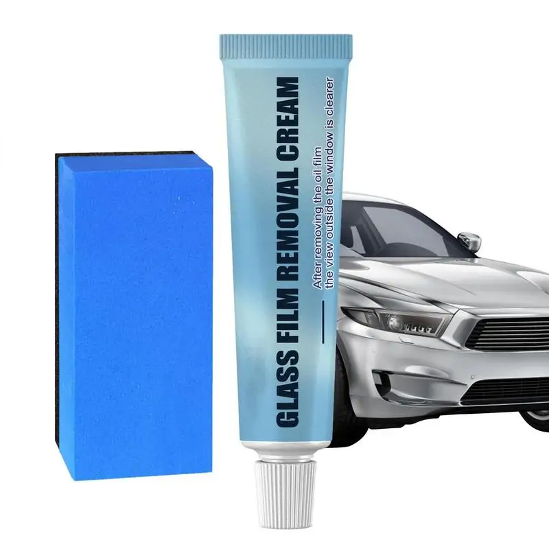 

Car Oil Film Remover Glass Oil Film Remover For Car With Sponge Water Stain Remover For Glass Shower Door And Car Window Glass