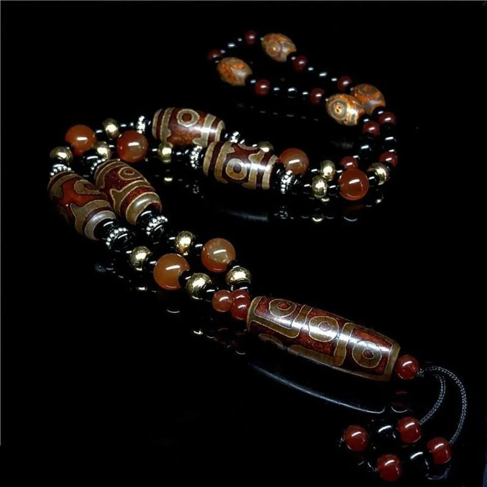 

Retro Nine-eyed Natural Tibetan Dzi Agates Beads DIY Jewelry Stone Beads Antique Agates jade pendant for Women Male