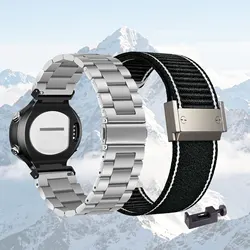 Dual - Pack Strap Set: Premium Metal and Durable Nylon Bands (Silver - Black)
