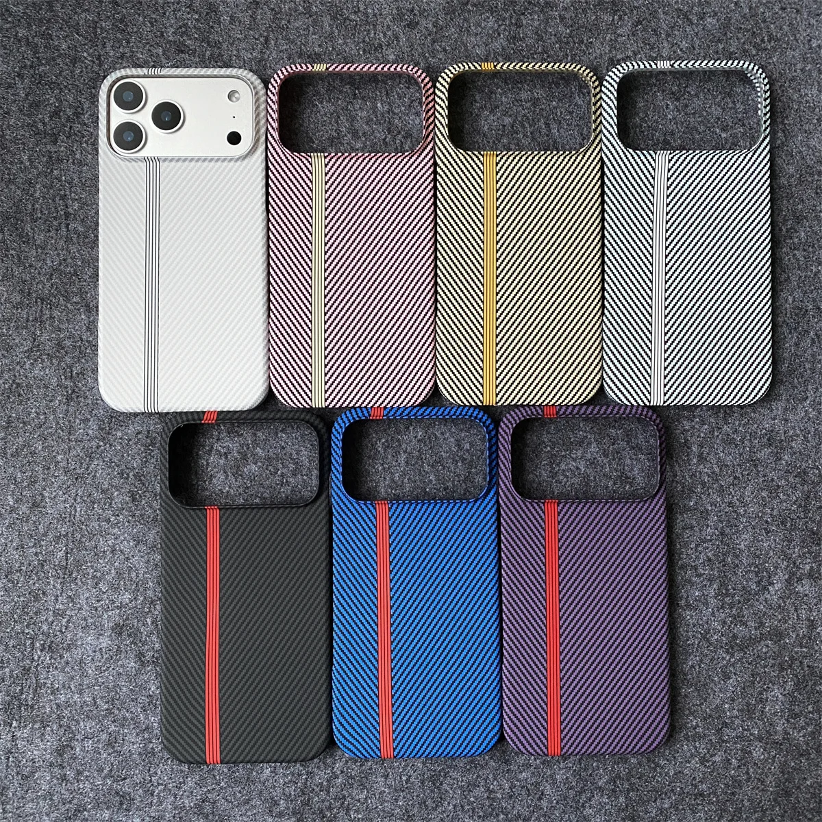 Elegant Carbon Fiber Kevlar Pattern Shockproof Retro Leather Phone Case