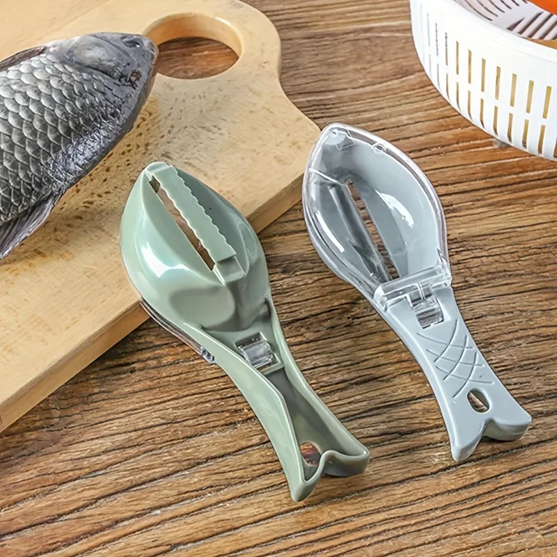 Fish Scales Scraper Fish Scale Cleaner Fish Scale Scraper Fish Scales Graters Scraper Fish Cleaning Tool Scraping Scales Device with Cover Home Kitchen Cooking Fishing Tool Pesca Tackle