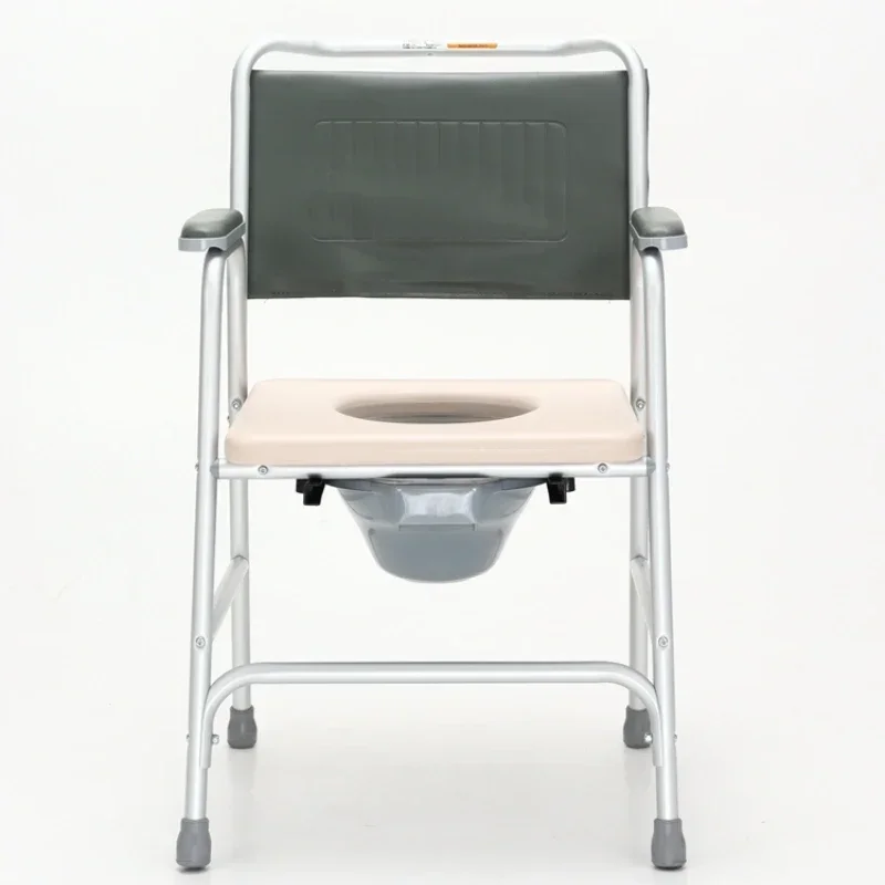 Aluminum Alloy Frame Elderly Toilet Chair, Dual-Purpose Commode and Bath Chair, Non-Slip Rubber Foot Mat, Portable Seat 4