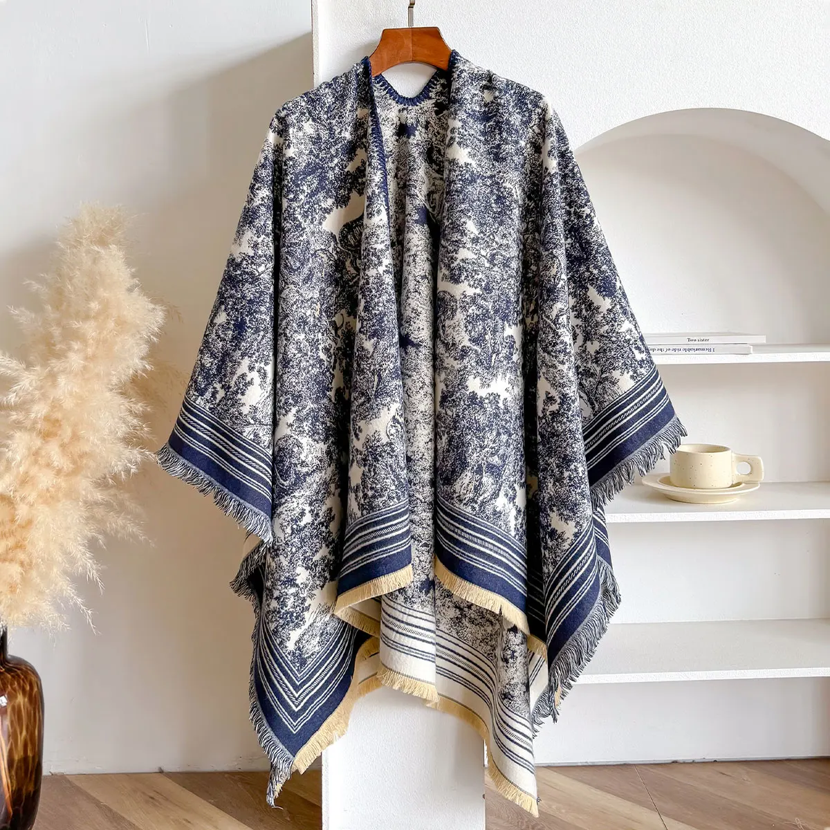 Fashion Elegant Kerchief Jacquard Imitate Cashmere Shawl Autumn Winter Women Cape Long Scarf Wrap Thick Foulard Bufanda Pashmina