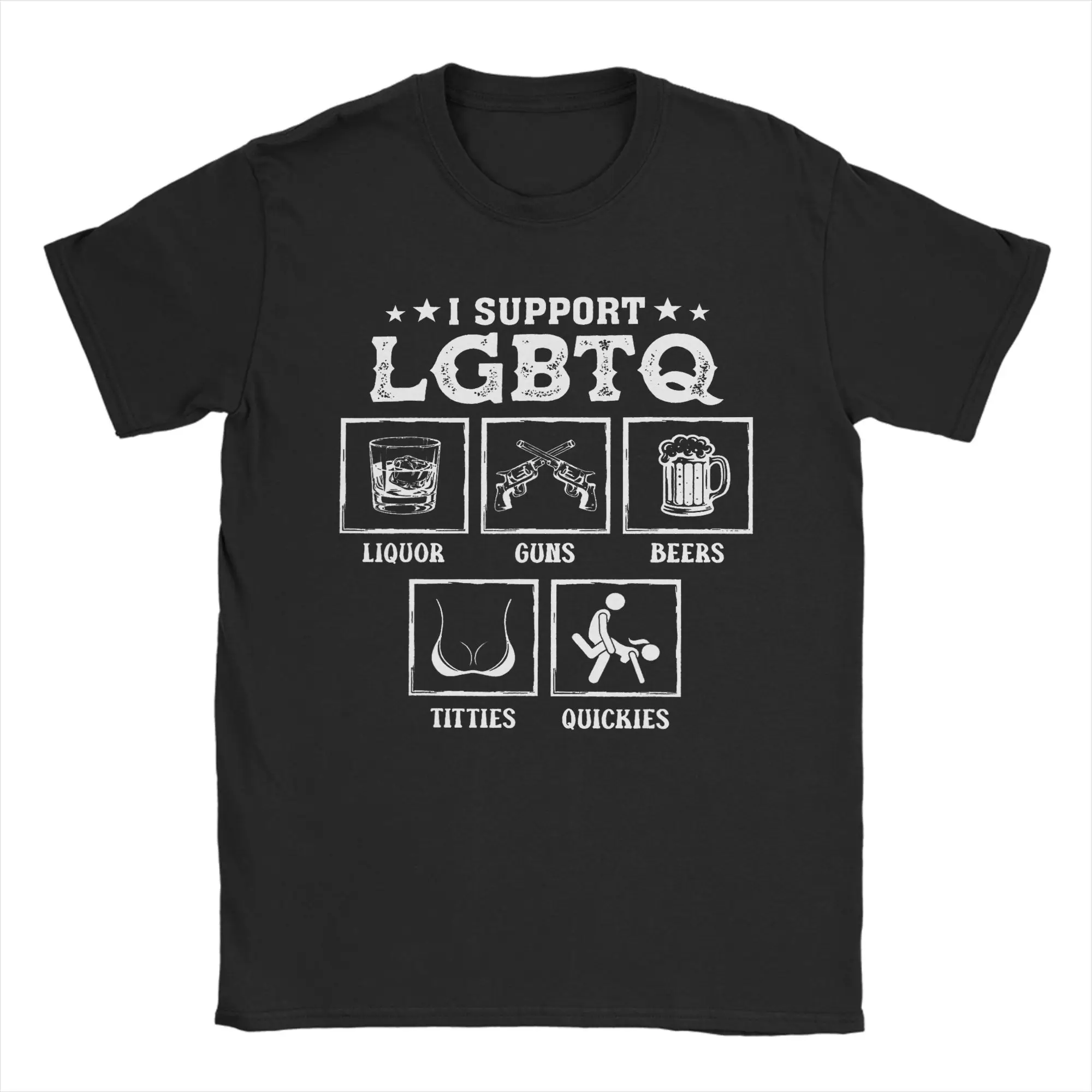 Ich unterstütze LGBTQ. Lustiges sarkastisches T-Shirt. Sommer-T-Shirts aus 100 % Baumwolle für Männer. Individuelles DIY-T-Shirt mit kurzen Ärmeln. Tolle Top-T-Shirts