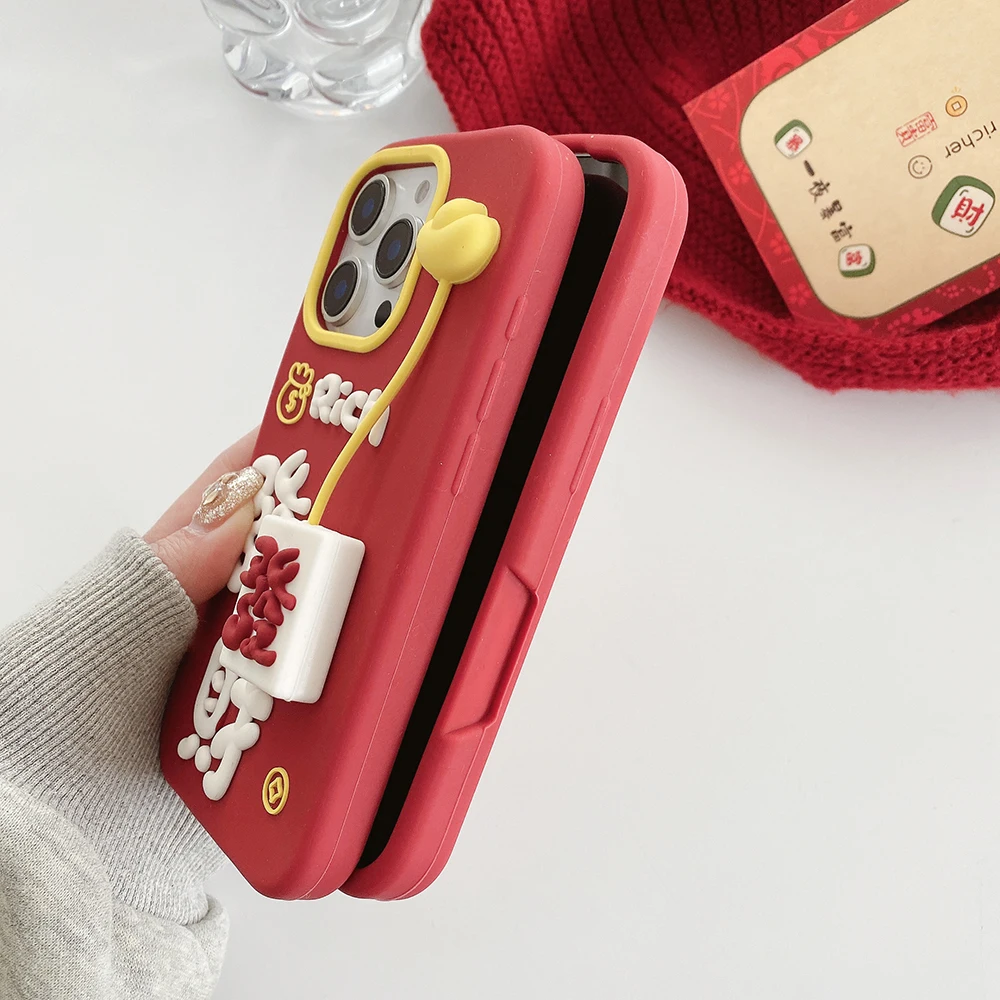 Luxury Funny 3D Get Rich Pendant Shockproof Silicone Phone Case