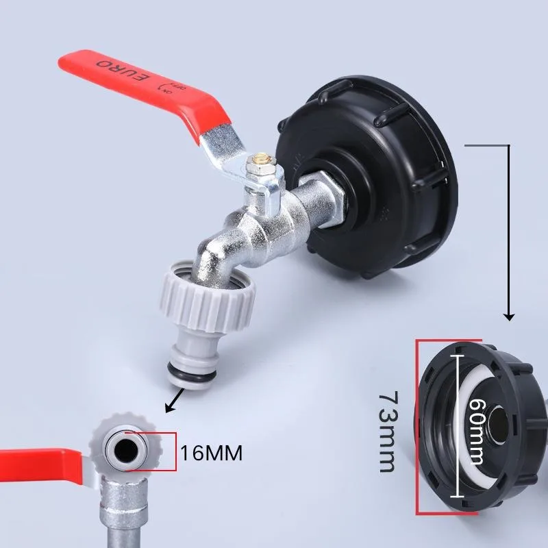 S60x6 Coarse Thread IBC Tank Tap Connecter 1/2'' 3/4'' Water Coupling Adapter 1000L Garden Home Replacement Valve Fitting