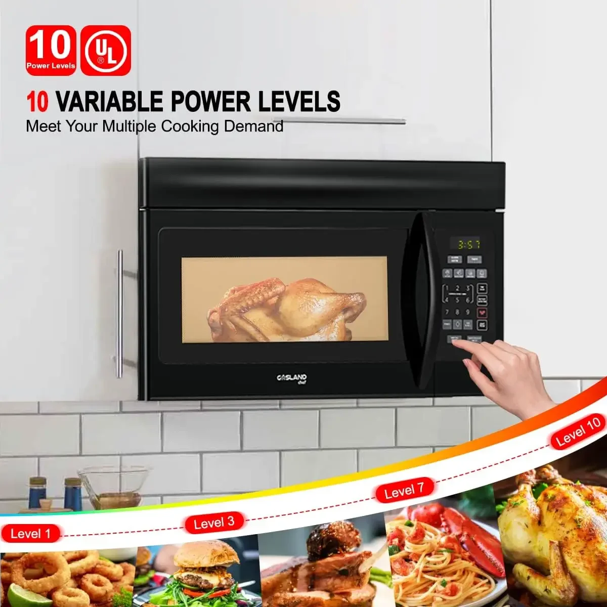 1.6 Cu. Ft. 30 Inch OTR1603B Over-the-Range Microwave Oven, Over The Stove Microwave Oven, 1000 Watts, 300 CFM in Black, 2