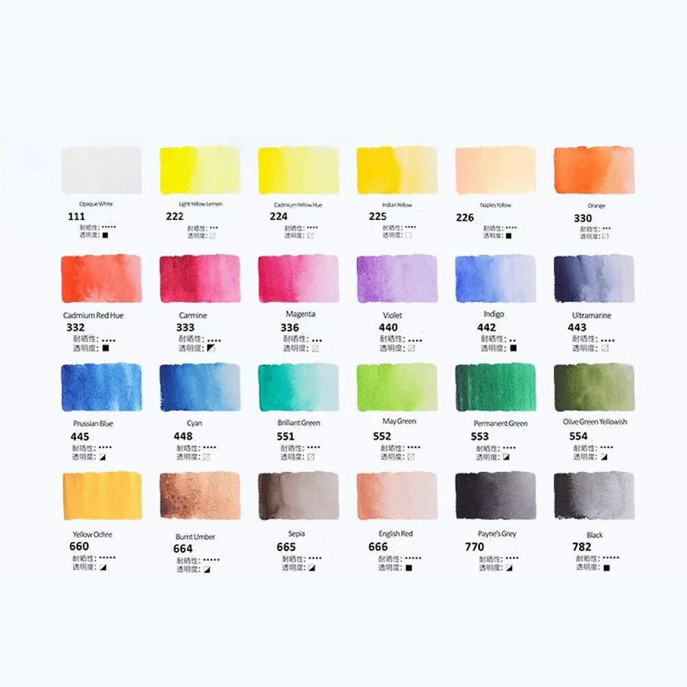 Paul Rubens 24 Colors Artist Solid Watercolor Paint Set Gem Heavy Enamelled Iron Box Professional Water Color for Painting Art