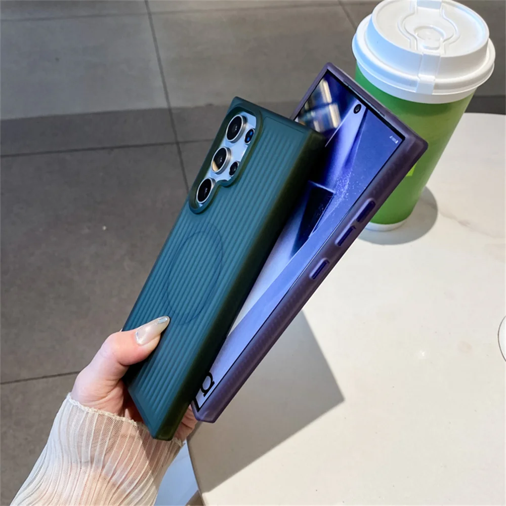 Translucent Frosted Magnetic Phone Case with Corrugated Matte Finish