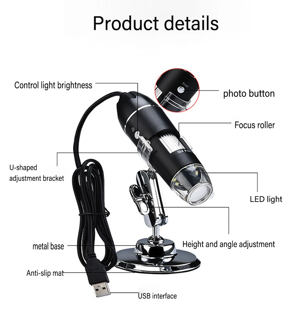 digital microscope type c connection view