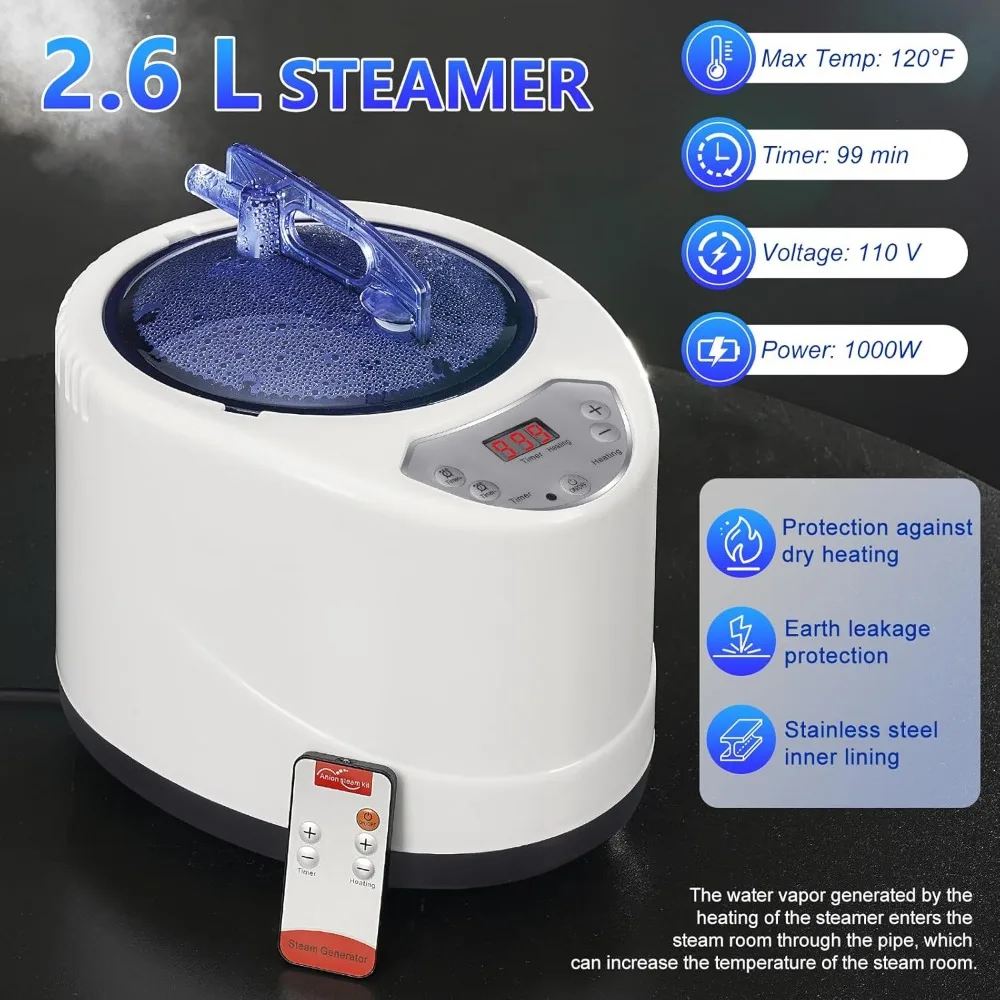 Foldable Steam Sauna, Portable Sauna for Home, Sauna Tent Sauna Box with 2.6L Steamer, Remote Control, Folding Chair, 9 Levels 5