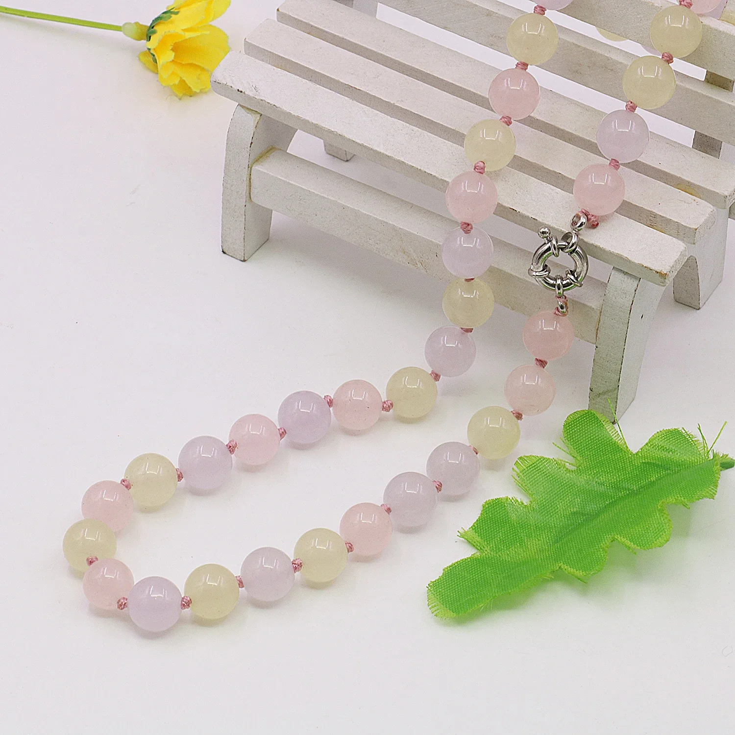 10mm Natural Chalcedony Round Bead Necklace/Earring Sets,18 Inch Neck Chain,Transparent and Smooth,Gift for Women,Lucky Beads