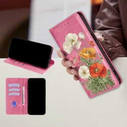 Magnetic Floral Leather Wallet Phone Case Cover - Motorola Moto G06 (Pink)