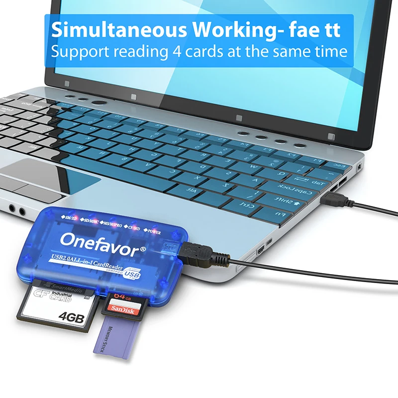Onefavor 5-in-1 SM 카드 리더기 100% 원산지 카메라 MS 메모리 스틱 SD 메모리 카드 XD 롱 스틱 CF 카드 다기능 카드 리더기