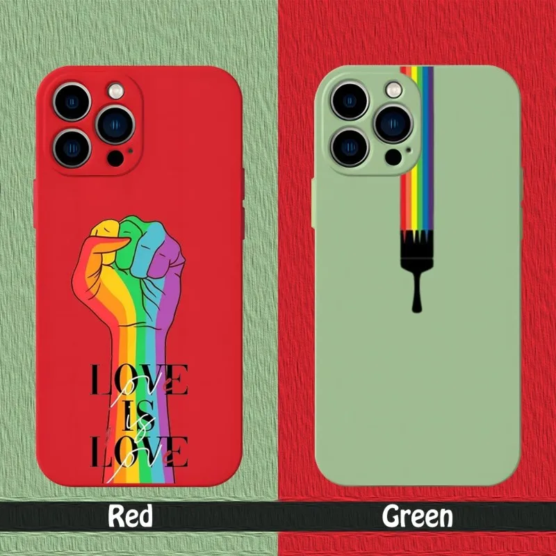 Rainbow Phone Case Red Green For Iphone 13Promax 12 11 Pro Max Mini Xs X Xr 7 8 6 6S Plus Se 2020 Funda Cover
