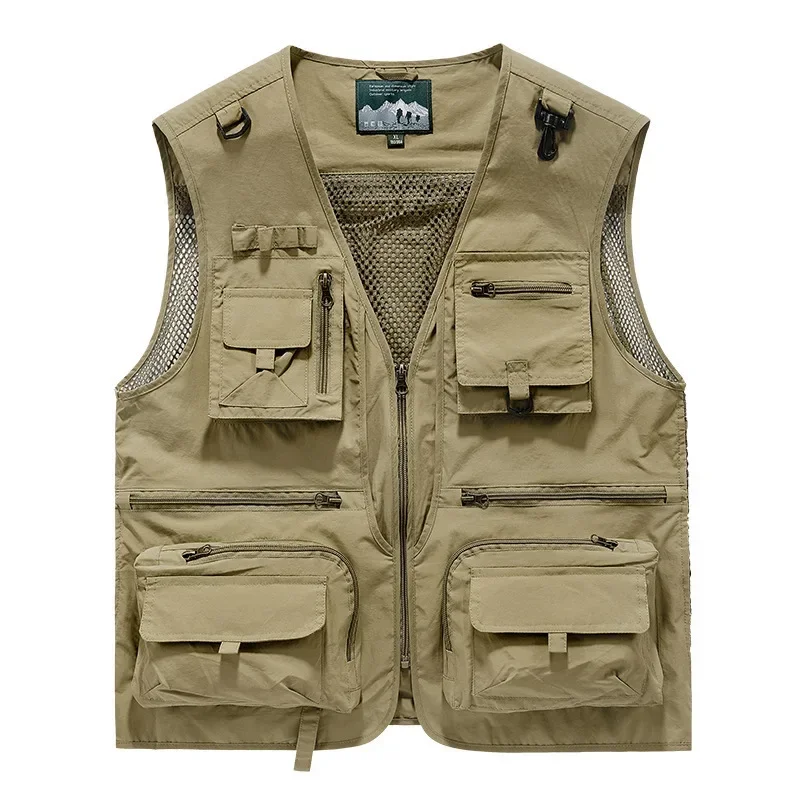 Multipocket Quick Dry Mesh Fishing Vests Men Outdoor Tactical Vest Hiking Hunting Casual Fisherman Vest Solid Sleeveless Coats