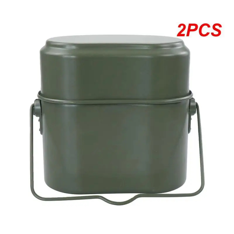 

2PCS In 1 Aluminum Camping Lunch Box Army Canteen Cup Pot for Picnic Travel Water Cup Bowl Outdoor Military Cooking Cookware Set