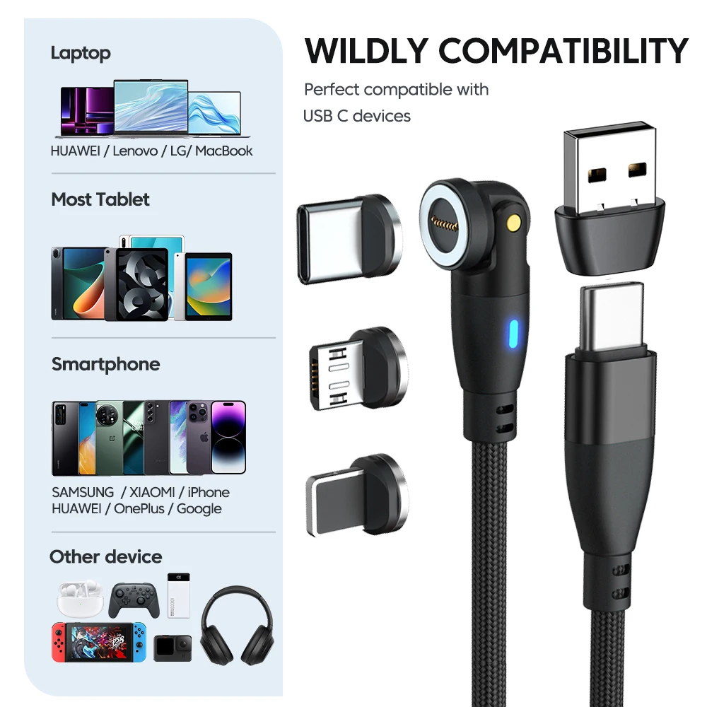 รูปสินค้า สายชาร์จ USB-C 5A ชาร์จเร็ว รองรับ iPhone Samsung Xiaomi