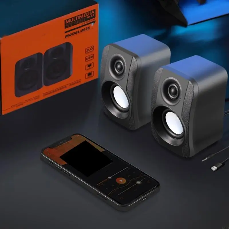 G6DD 강력한 USB 노트북 3.5mm 스테레오 스피커 유선 전체 주파수 데스크탑 스피커 노트북 서브 우퍼