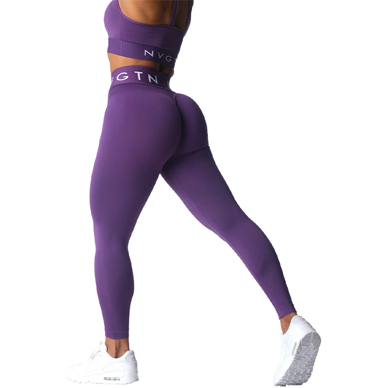 Nvgtn sport nahtlose gamaschen spandex strumpfhose frau fitness elastisch atmungsaktiv hüft heben freizeit sport laufen
