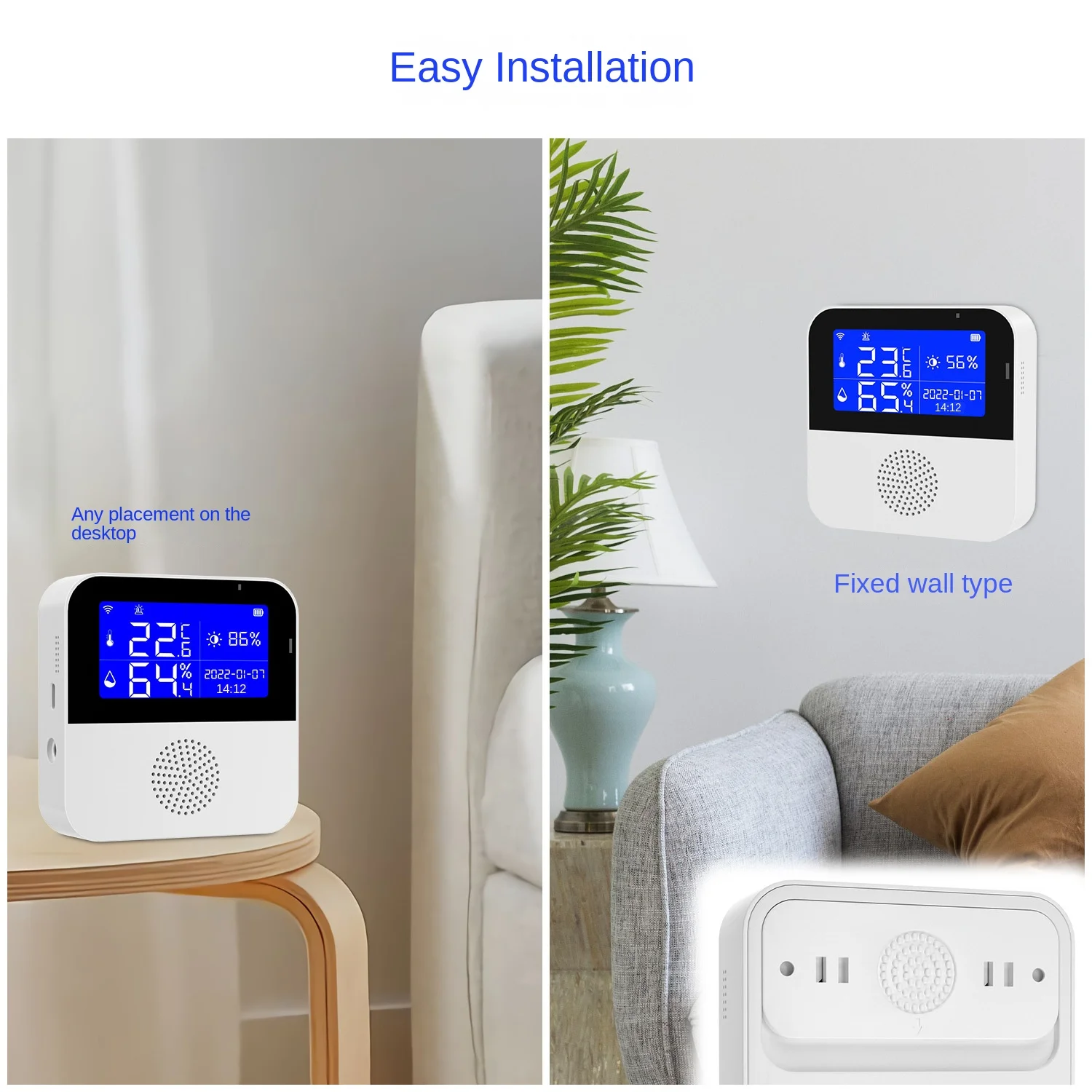 WiFi Temperature Sensor W/ External Probe For Tuya Temperature Humidity  Monitor