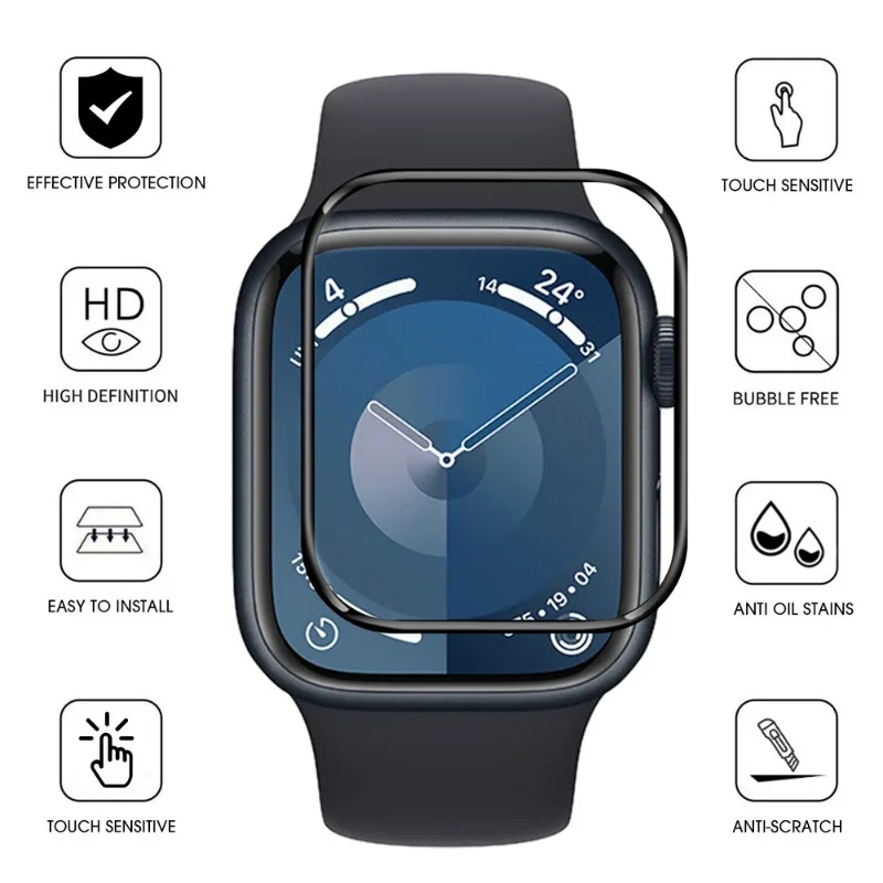 For Iwatch Series 9 Screen Protectors Smart Watch Accessories Clear 3D Curved Protective Film for Apple Watch Series 9 41/45mm