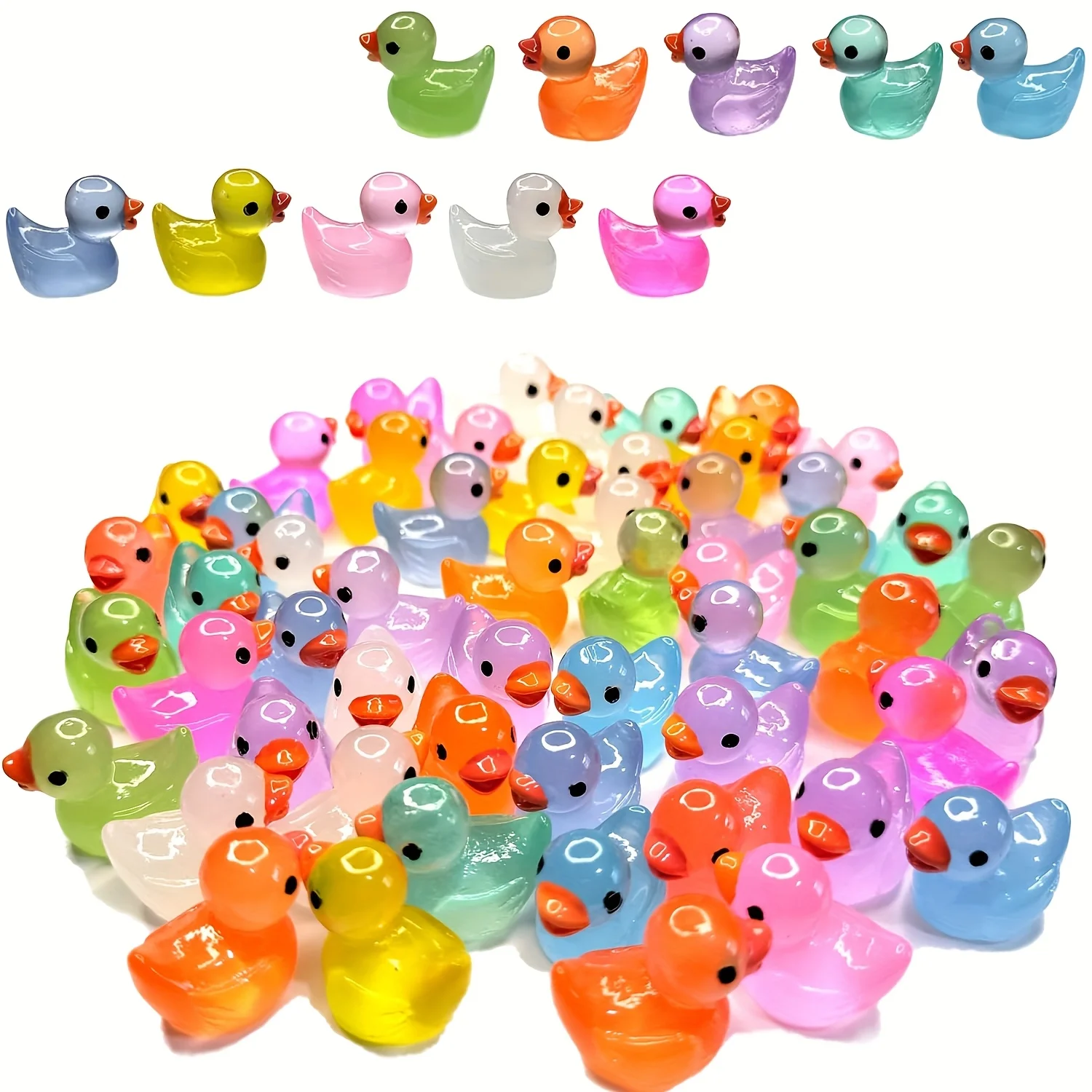 30/60/100PCS Glowing Mini Resin Little Ducks Moss Microlandscape Miniature Duck Figurines Fairy Garden Accessories Home Decor