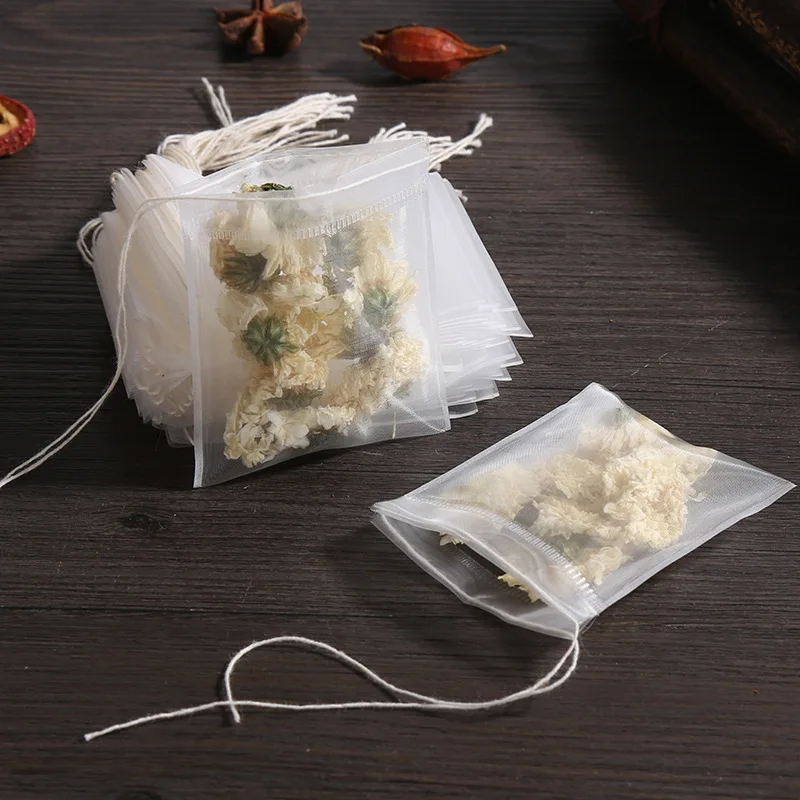 100 Pcs Disposable Tea Bags Filter Bags Tea Infuser String Heal Seal Food Grade Non-woven Fabric