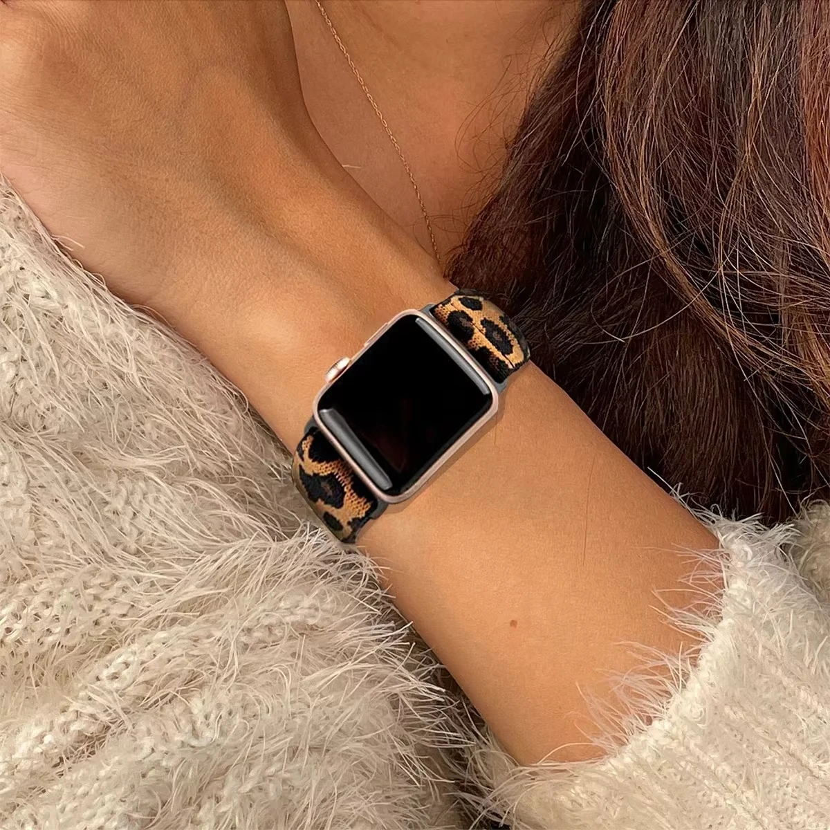 Leopard Nylon Elastic Solo Loop Adjustable Bracelet